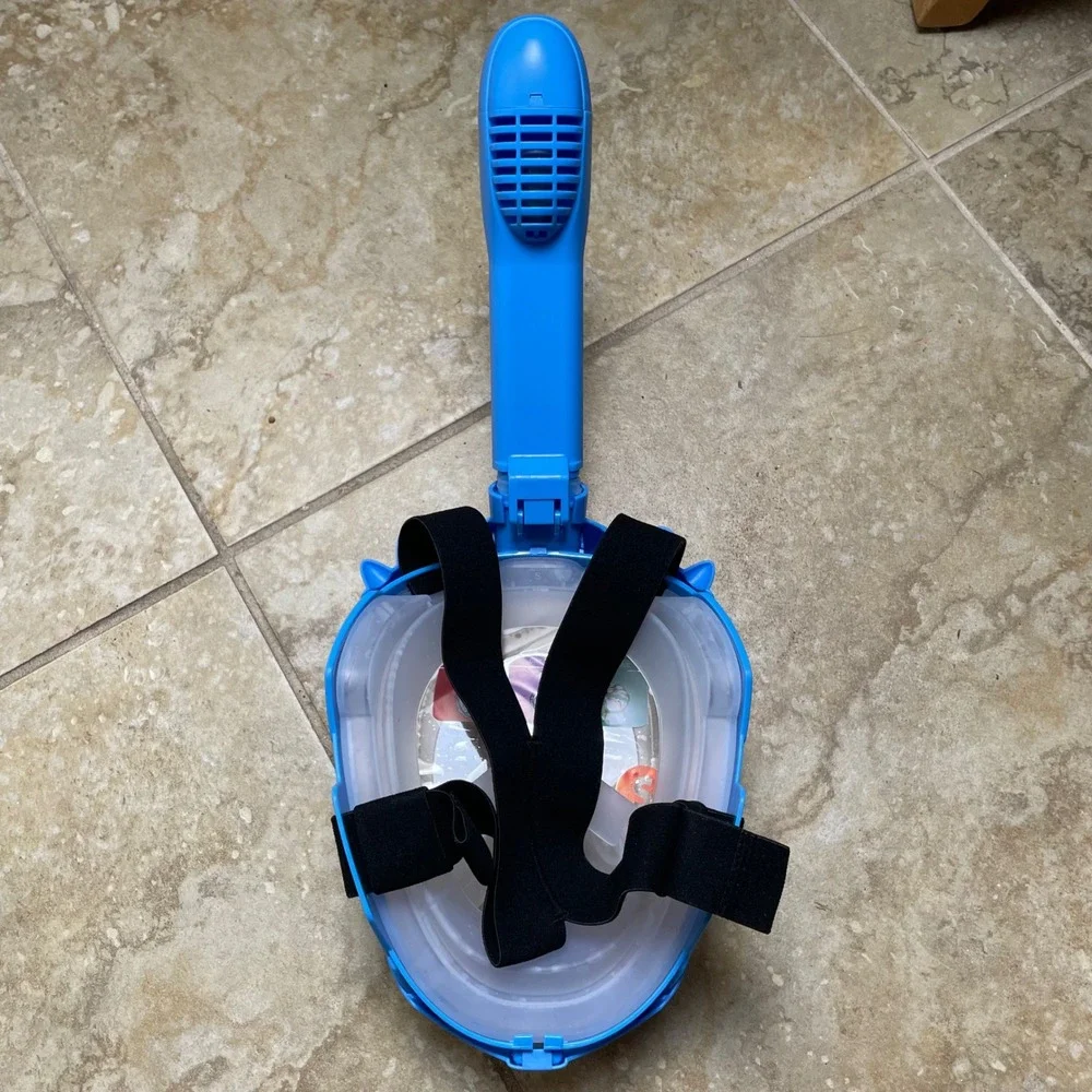 Cartoon‎ Shark Snorkeling Mask Children Kids Summer Swim Full Face Blue